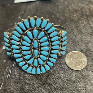 Native American Blue Turquoise Nickle Silver Cuff Bracelet